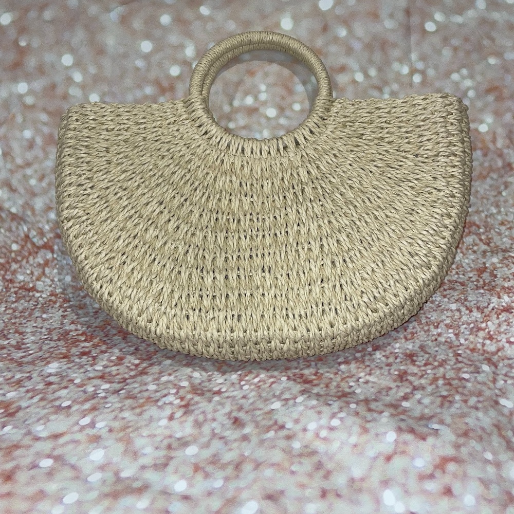 Round Bohemian Straw Tote